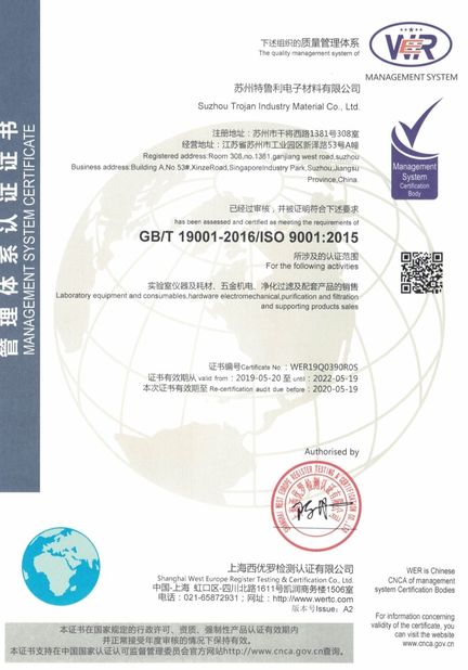 Κίνα Suzhou Trojan Industry Material Co.,Ltd Πιστοποιήσεις