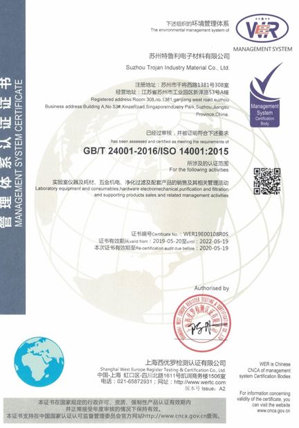 Κίνα Suzhou Trojan Industry Material Co.,Ltd Πιστοποιήσεις